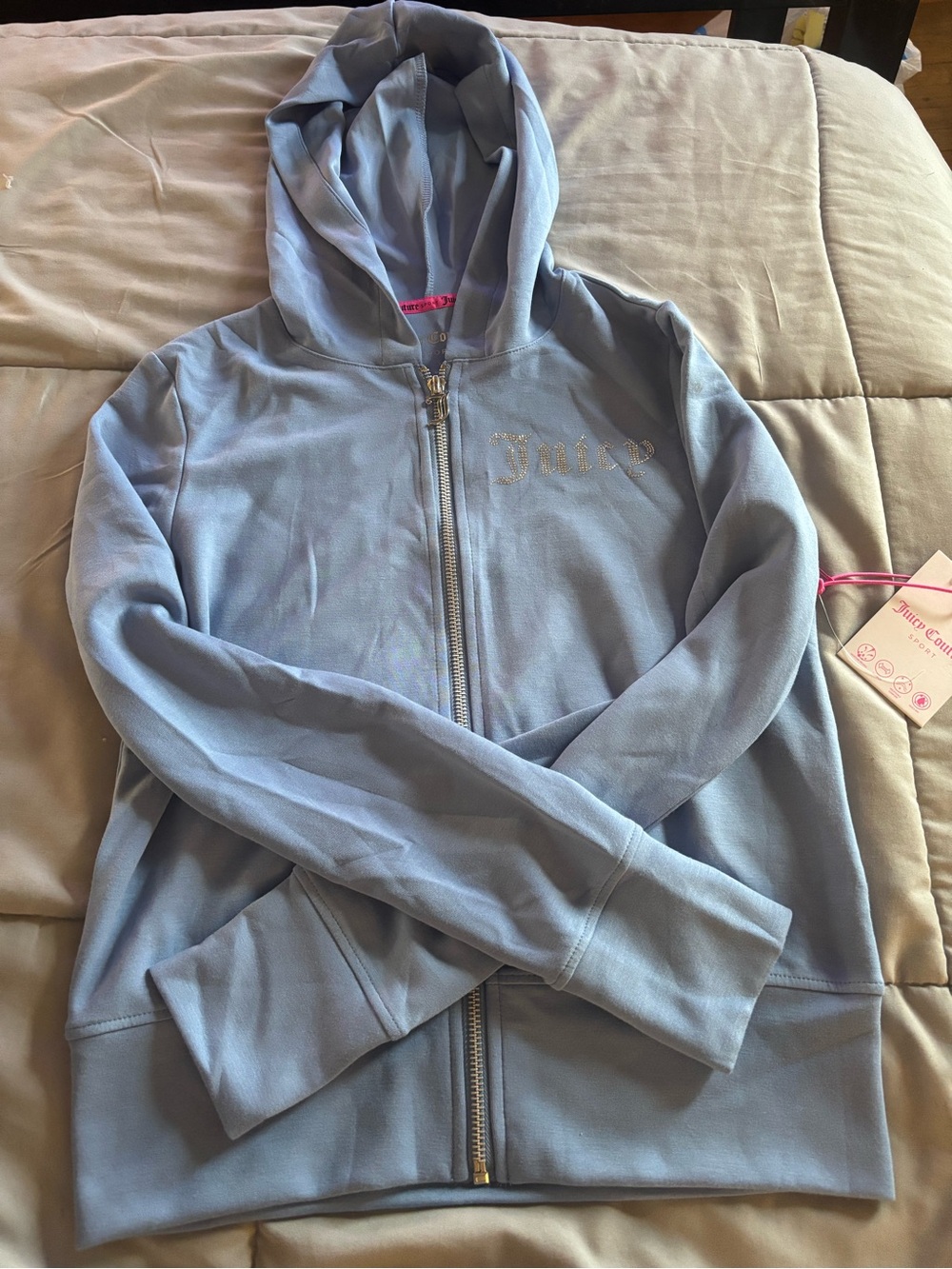 Juicy Couture Powder Blue Hooded Zip Jacket with Logo